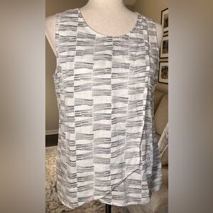 Nic + Zoe 100% Linen Abstract Lines Sleeveless Tank Top Size Small